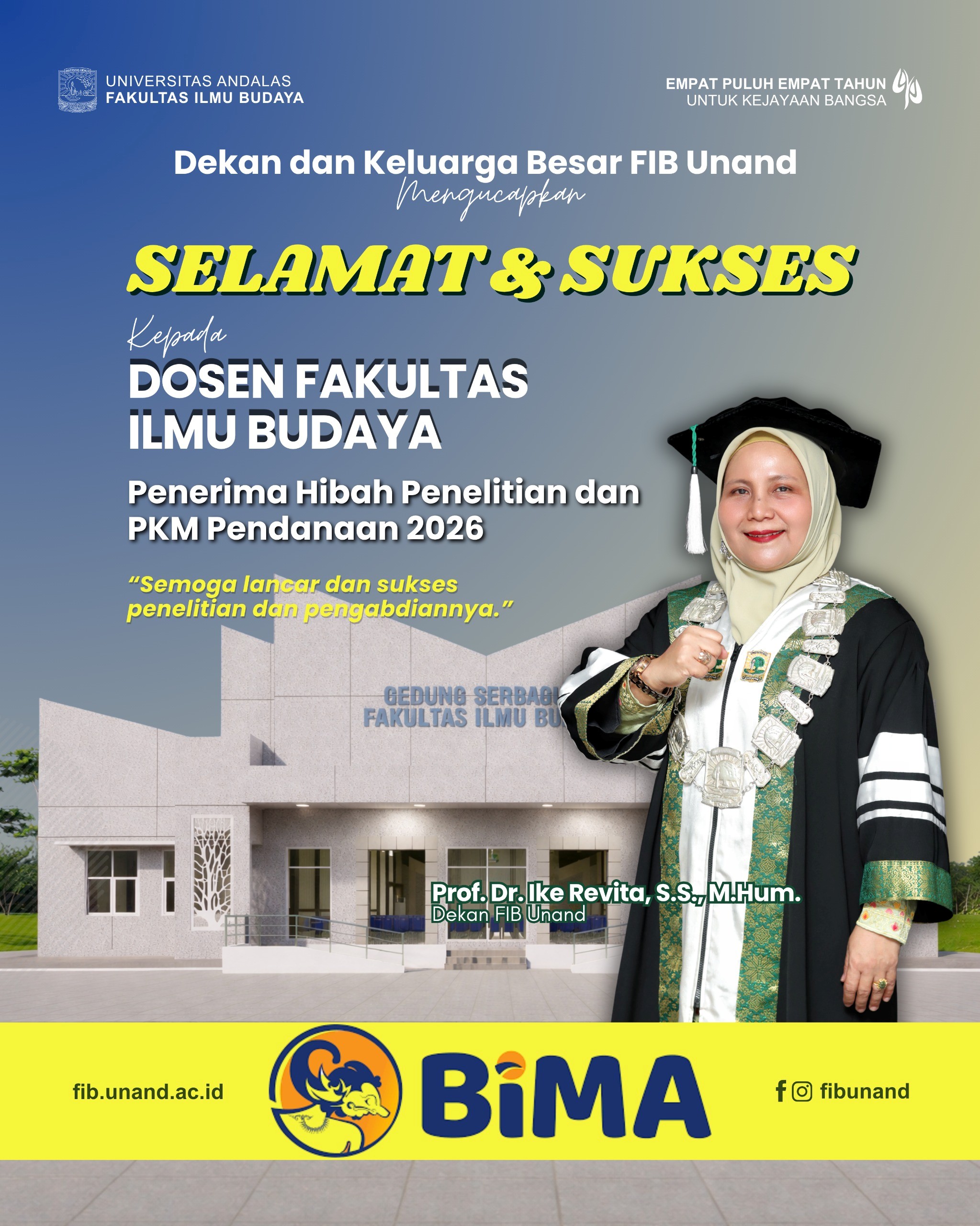 Dosen FIB Unand Lolos Pendanaan Program BIMA 2026, Perkuat Riset dan Pengabdian Masyarakat 